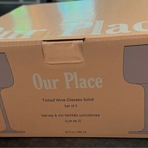 Our Place Rose tinted set of 2 wine glasses